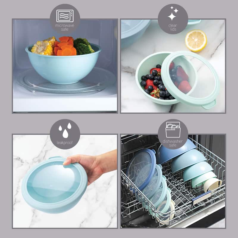 COOK WITH COLOR - 12 Piece Plastic Nesting Bowls - 6 Prep Bowls and 6 Lids, Microwave Safe