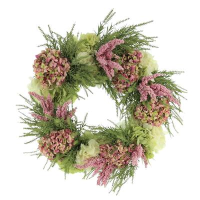 Assorted Hydrangeas and Heather Wreath