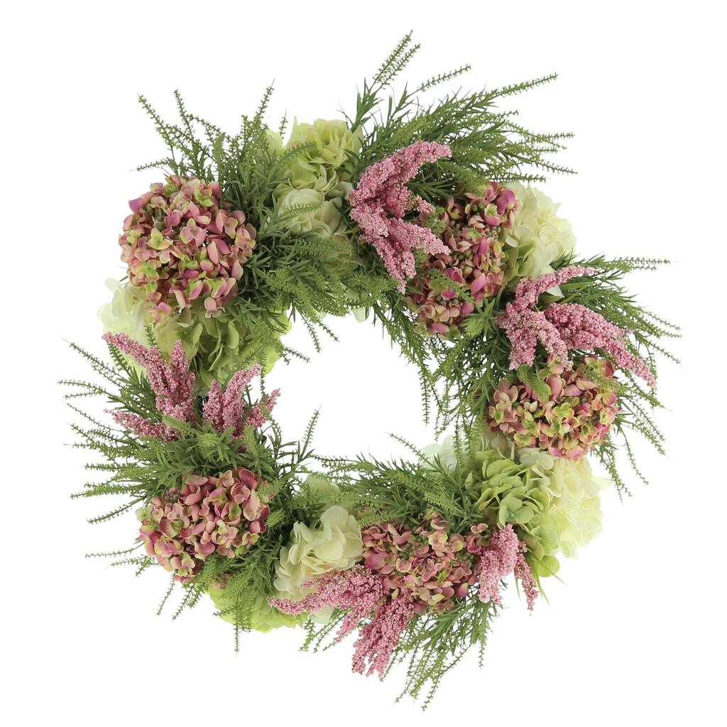 Assorted Hydrangeas and Heather Wreath