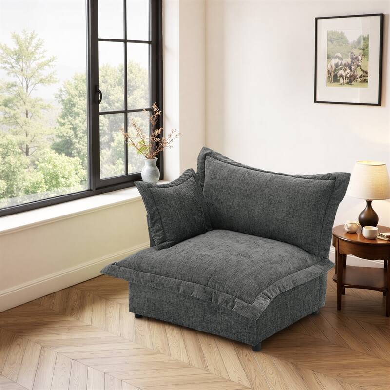 40"W Oversized Upholstered Chenille Comfy Cloud Corner Accent Chair