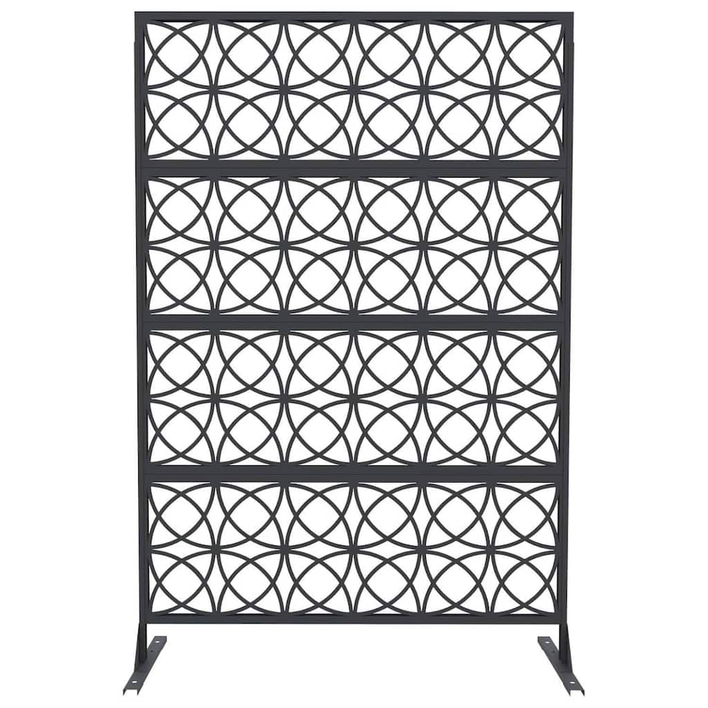 1 Pc Freestanding Decorative Metal Privacy Screen Outdoor with Stand for Balcony, Copper Coin
