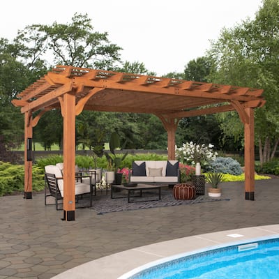 Backyard Discovery Beaumont 16'x12' Cedar Wood Pergola w/ Trellis Roof