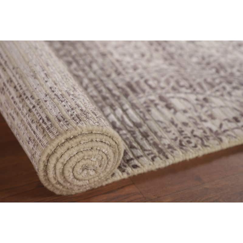 Ivory & Brown Modern Indian Abstract Accent Rug Handmade Wool Carpet - 3'0"x 5'1"