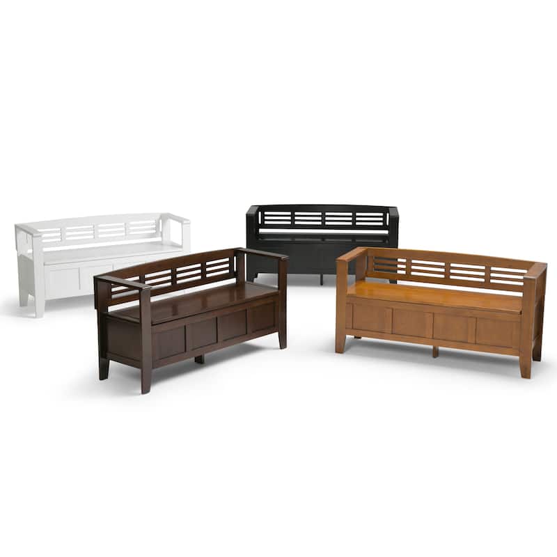 WYNDENHALL Chandler SOLID WOOD 48 inch Wide Contemporary Entryway Storage Bench - 48'' x 17'' x 25.2