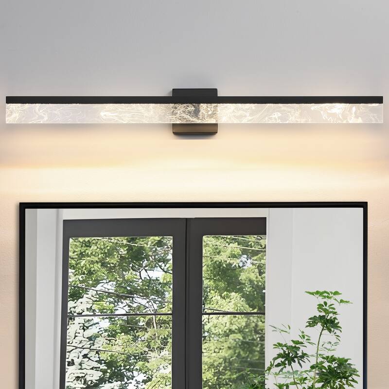 LED Bathroom Vanity Light 24/32/39 inch Dimmable Metal Wall Sconce - Black/Warm White Light - 39-Inch - Black