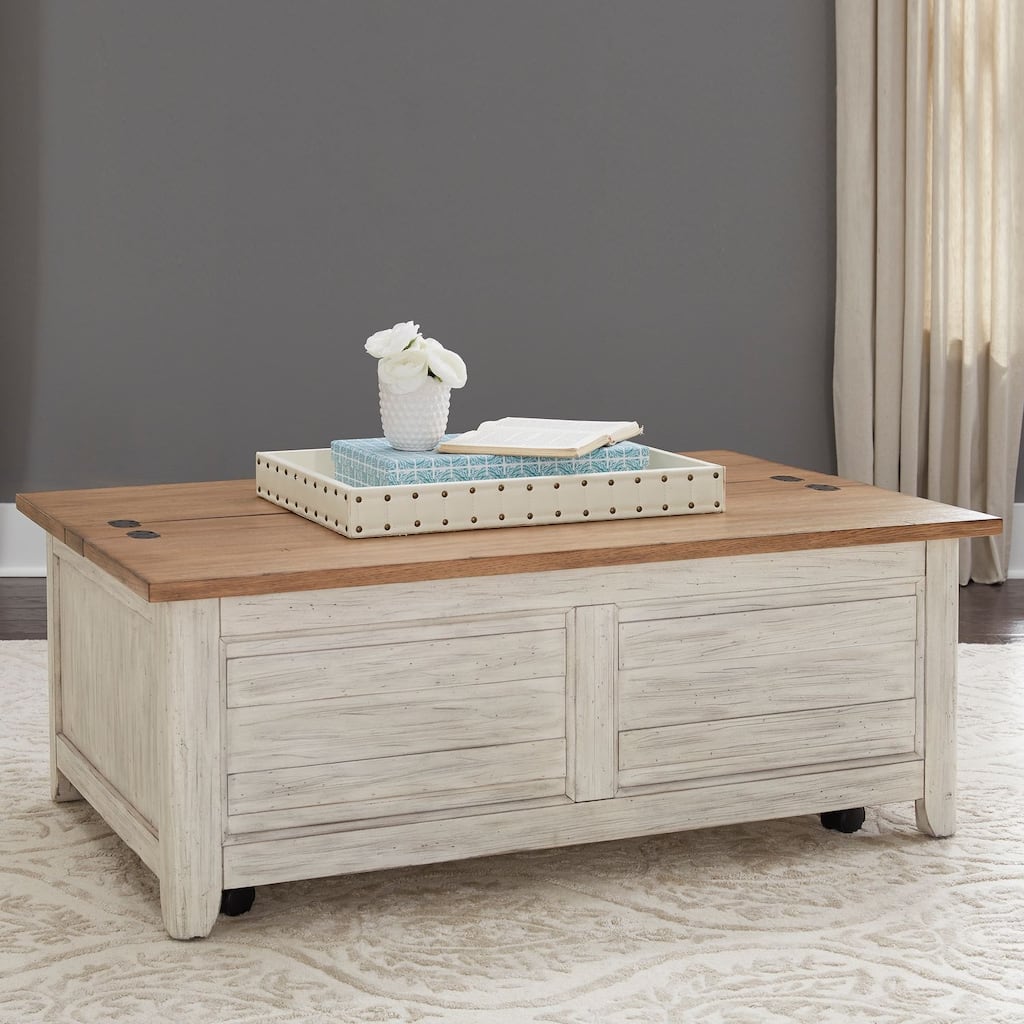Farmhouse Reimagined Antique White with Chestnut Storage Trunk