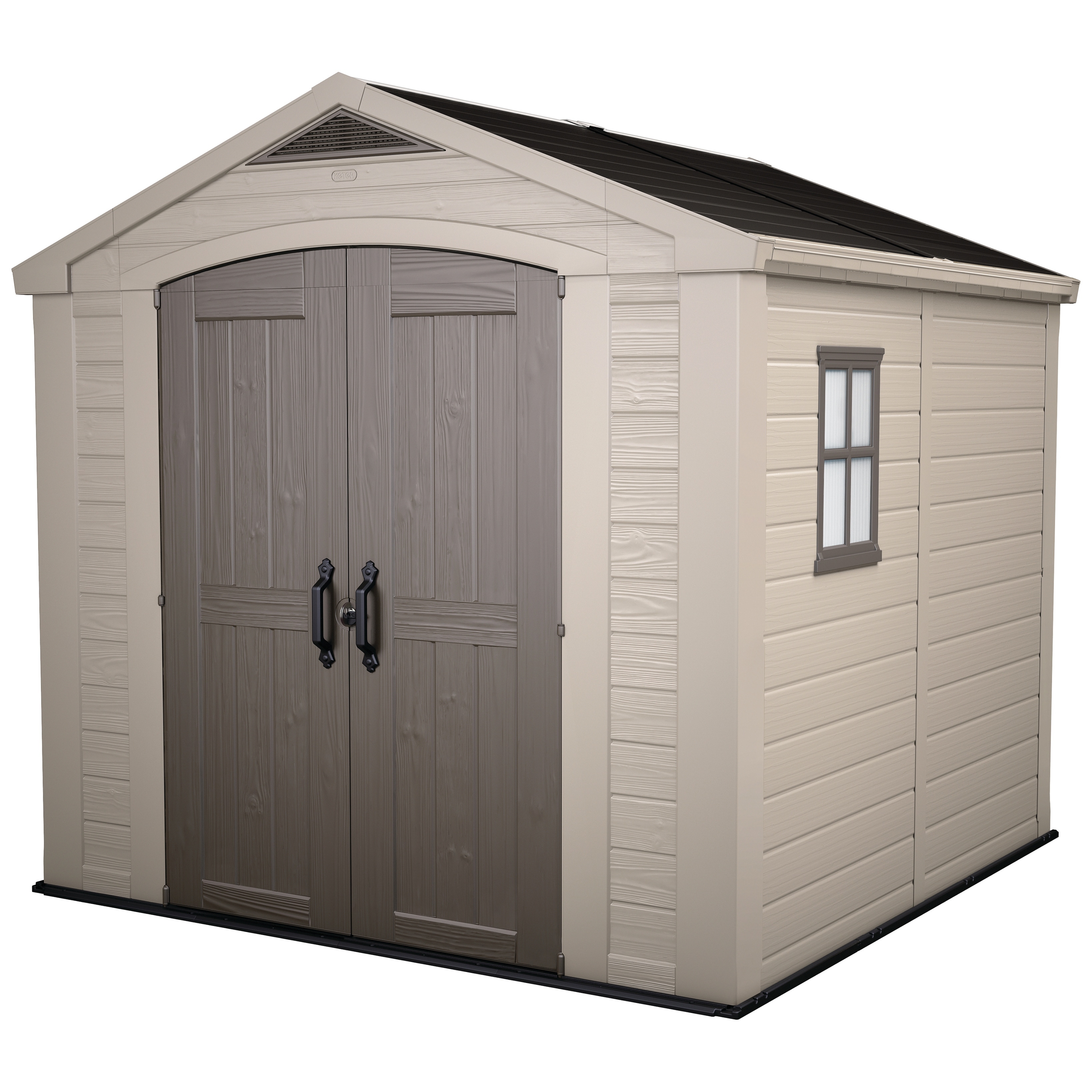 Keter Factor 8x8 ft. Resin Outdoor Storage Shed With Floor for Patio Furniture and Tools, Brown