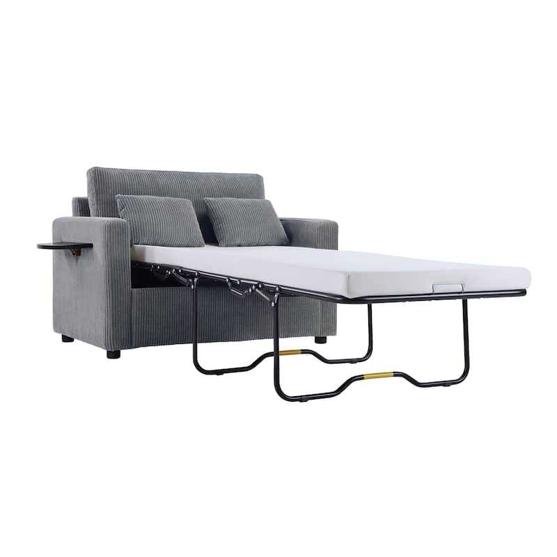 Sofa Bed with Foldable Side Table, Sleeper Sofa Loveseat Sofa with USB Charging Ports, Daybed with Storage Pocket