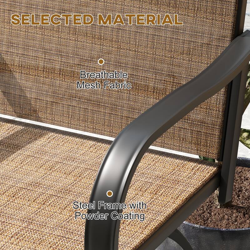 Outdoor 360 Swivel Bar Stools with Armrests, Mesh Fabric (Set of 2)