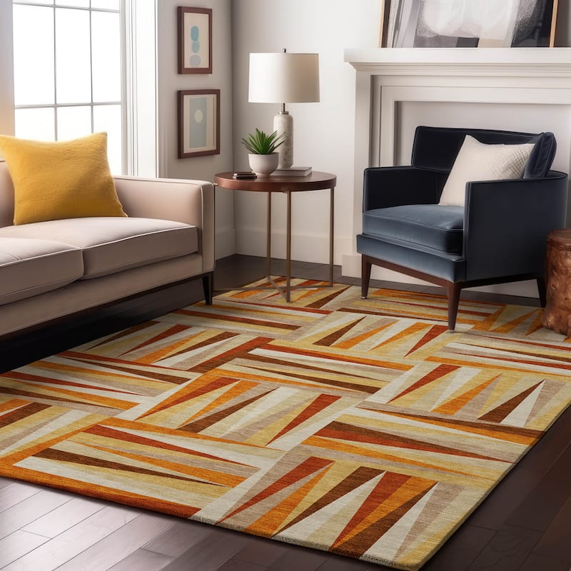 Premium Washable Super Soft Modern Glase Mayfield Rug - Orange - 10' x 14'