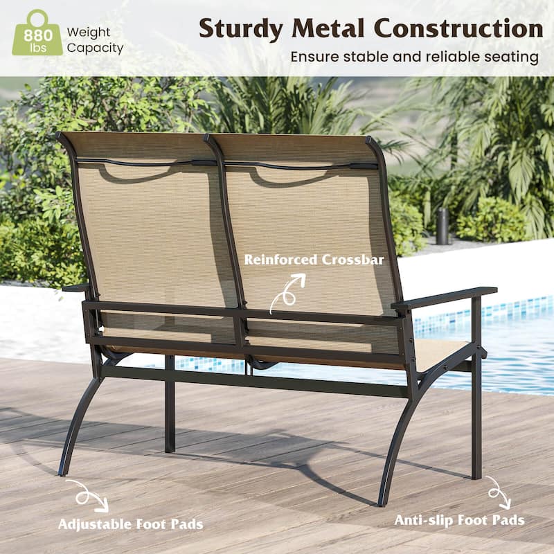 Costway 2-Person Patio Garden Bench with High Back and Armrests 880