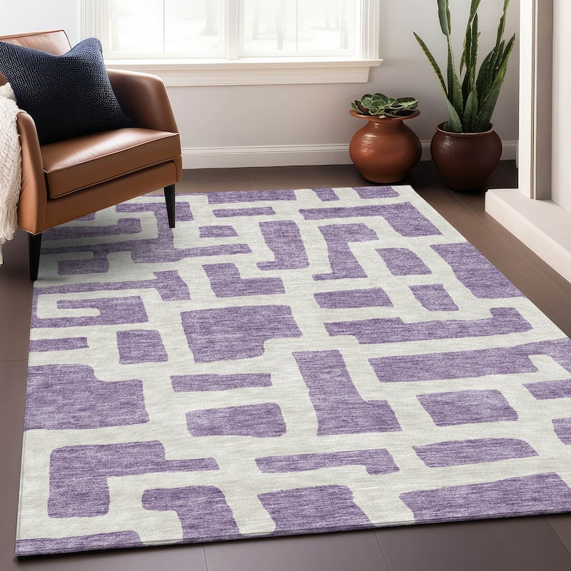Premium Washable Super Soft Geo Maze Mayfield Rug - Purple - 9' x 12'