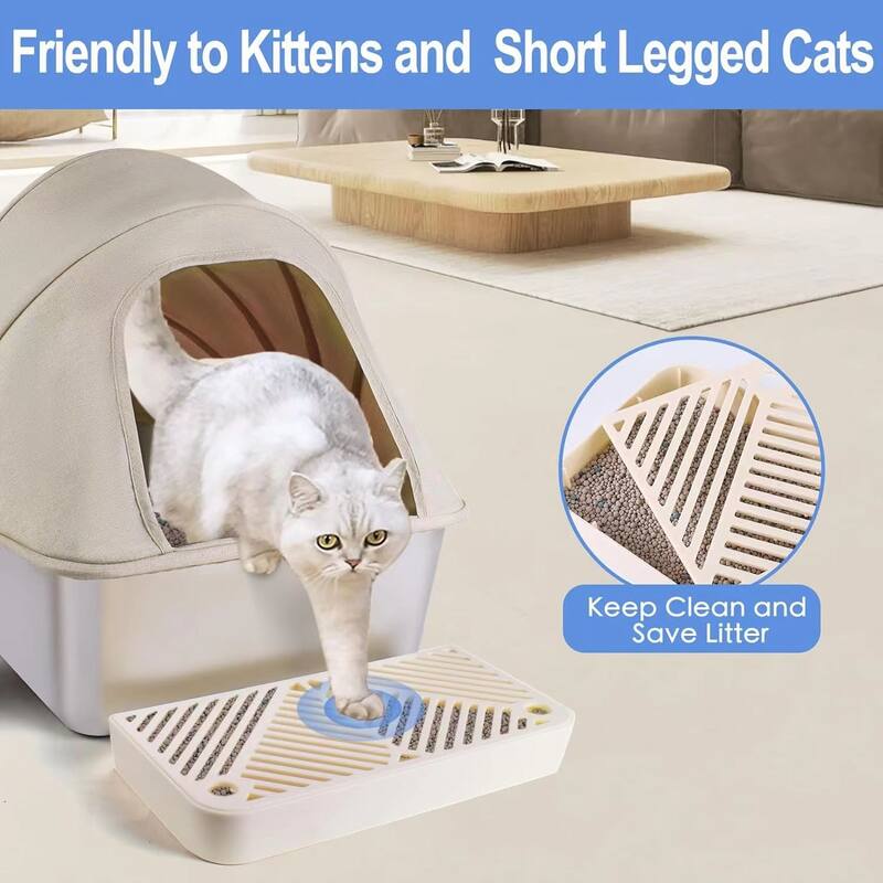 Modern Fabric Covered Cat Litter Box with Privacy Flap