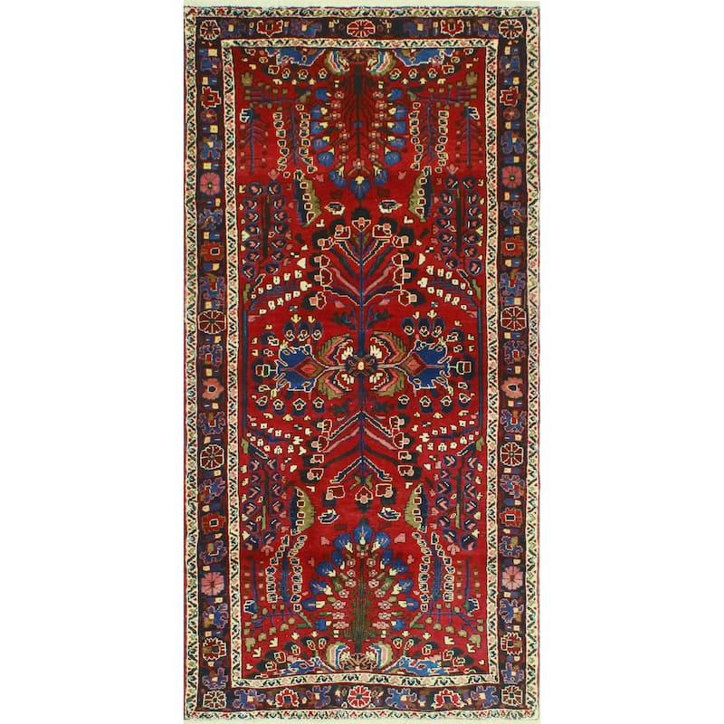 Fine Vintage Distressed Dubraska Burgundy/Charcoal Runner - 3'11" x 8'3"