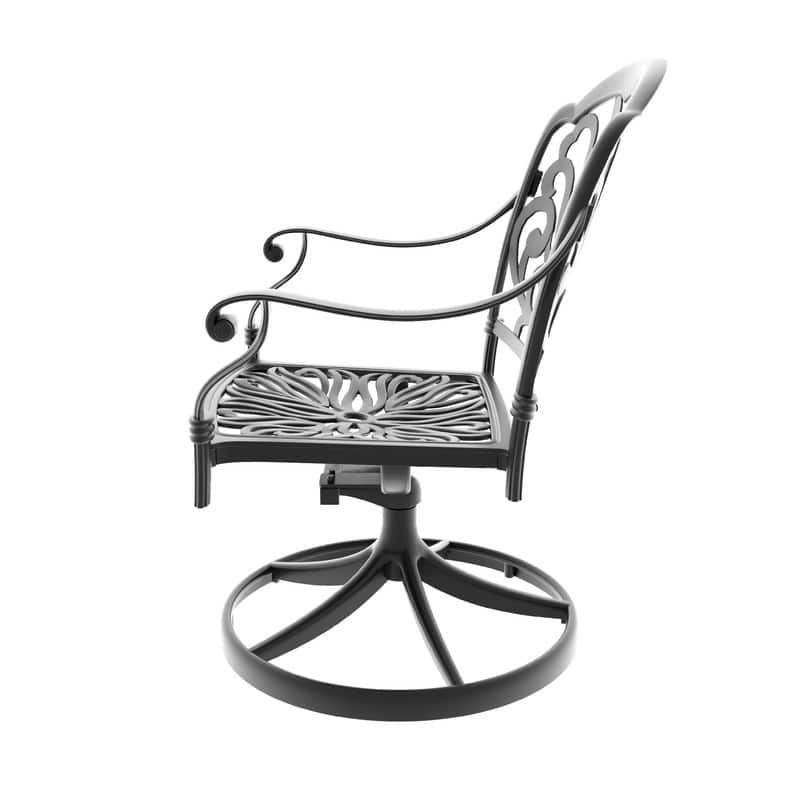 Black Swivel Aluminum Patio Outdoor Dining Chair (4-Pack)