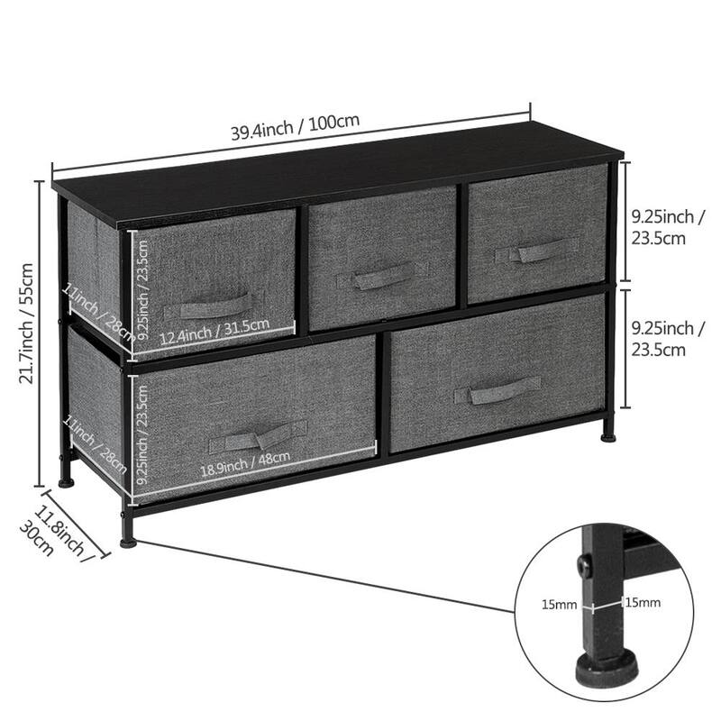 Extra Wide Dresser Storage Tower with Sturdy Steel Frame and Wood Top