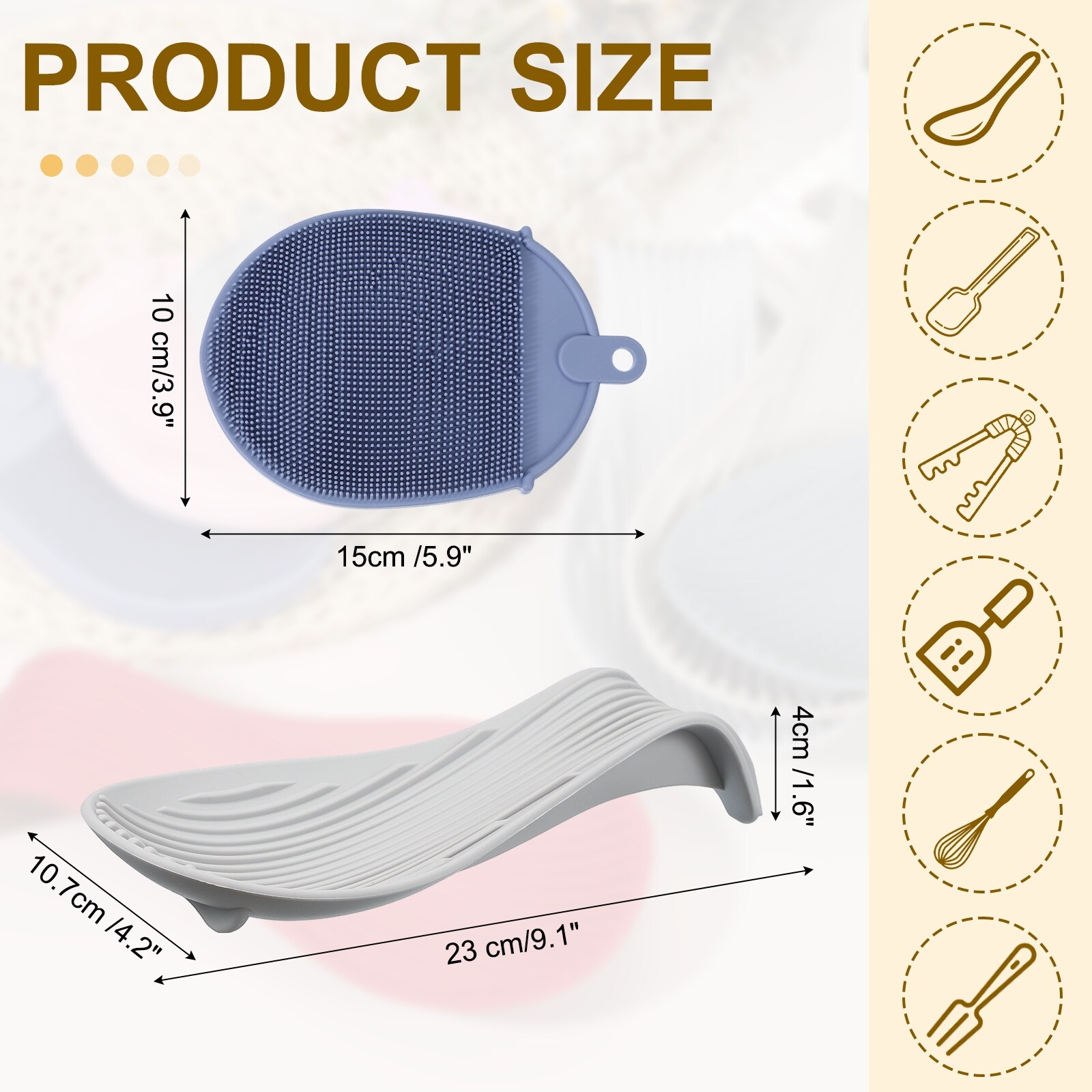 Silicone Spoon Rest for Stove Top, Silicone Spoon Holder for Spatula - 1 inch