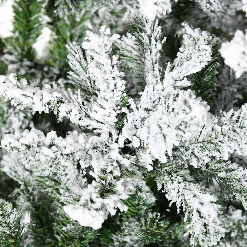 HOMCOM Unlit Snow Flocked Pine Tree - Realistic Branches, Green
