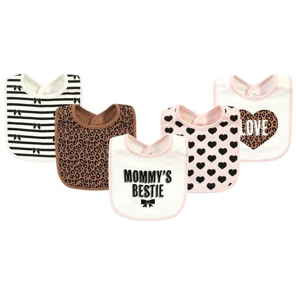 slide 1 of 1, Hudson Baby Infant Girl Cotton Bibs, Bestie Leopard, One Size - Bestie Leopard - One Size