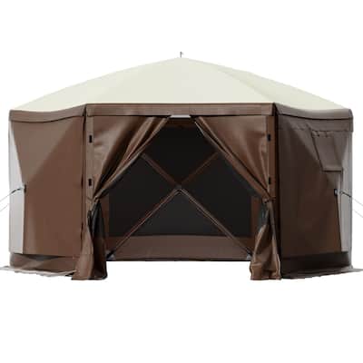 Gazebo Screen Tent, 6 Sided Pop-up Camping Canopy Shelter Tent with Mesh Windows, Portable Carry Bag, Ground Stakes
