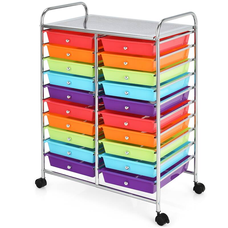 Costway 20 Drawers Rolling Cart Storage Scrapbook Paper Studio - See Details