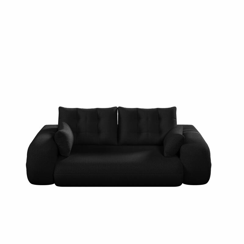 78.7" Foldable Sofa Bed, Teddy Fabric Convertible Floor Sofa Couch with Pillow, Upholstered Loveseat Sleeper Bed for Living Room