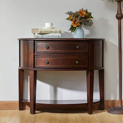Semicircle Console Table with Drawer Storage