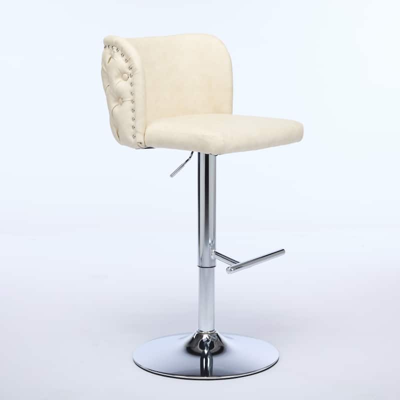 Modern PU Upholstered Bar Chair, Swivel Barstools Adjusatble Seat Height