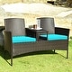preview thumbnail 2 of 19, Costway Patio Rattan Conversation Set Loveseat Sofa Cushioned Coffee - See Details