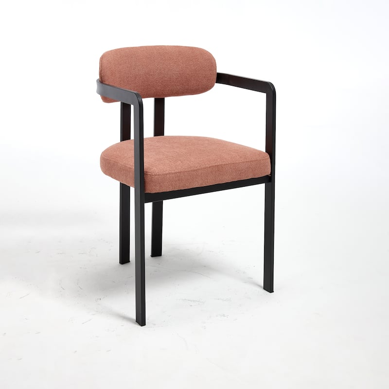 Modern Dining Room Chairs Set of 2, Mid-Century Upholstered Boucle Kitchen Dining Chairs with Black Metal Legs