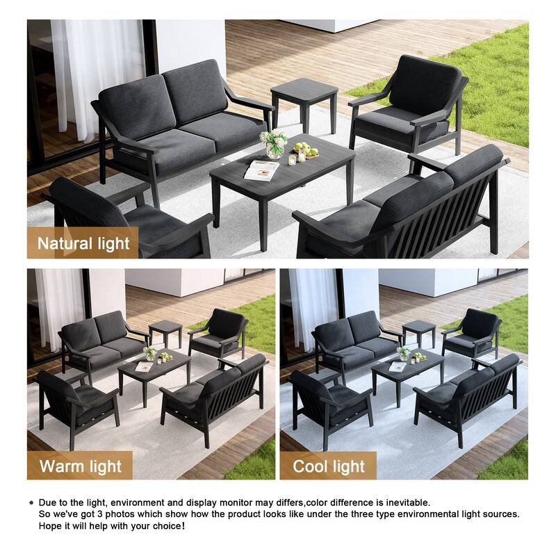 Outdoor Conversation 6 Seater Patio Chat Set with Cushions and Table