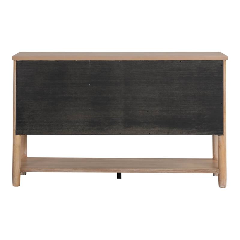 Furniture of America Neme Natural Wood 2-Drawer Dining Server with Open Shelf