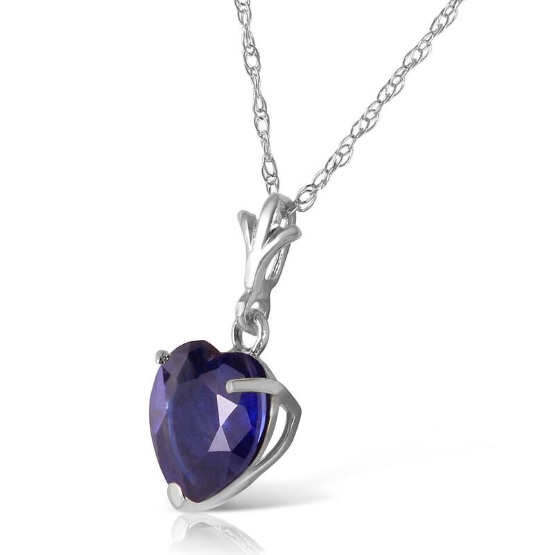 1.55 Carat 14K Solid Gold Gemstone Necklace Natural Heart Sapphire