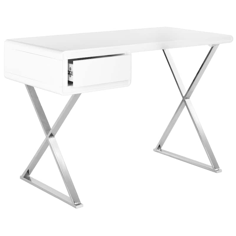 SAFAVIEH Toni Modern Glam White/ Chrome Desk