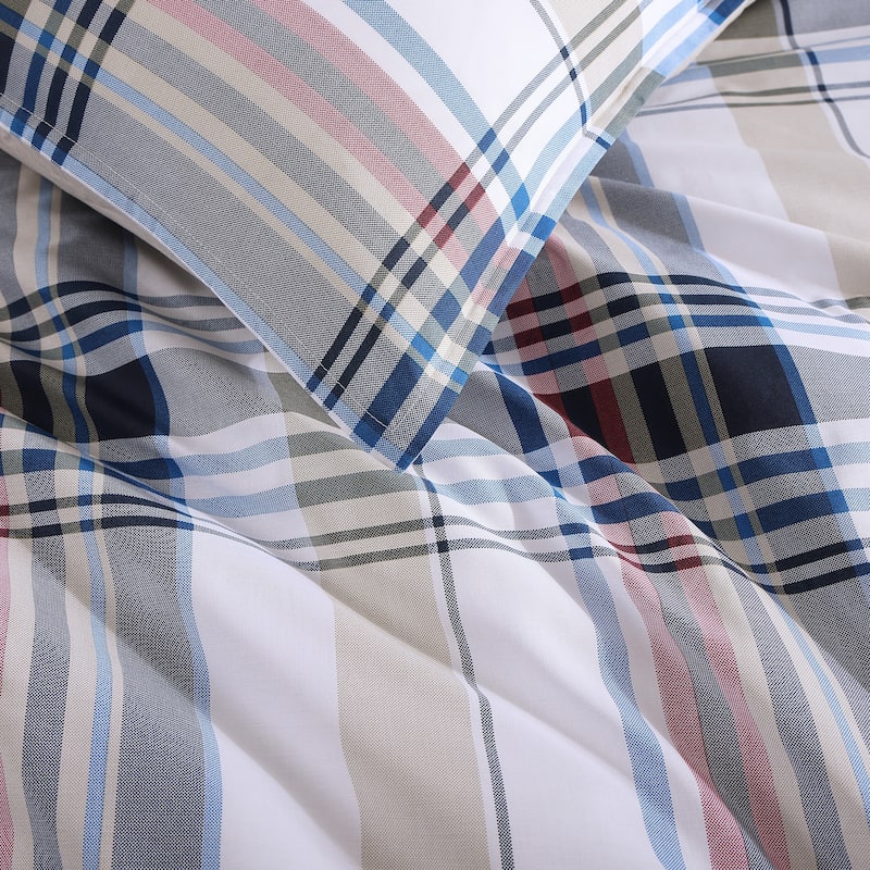 Tommy Hilfiger Waterbury Plaid Cotton Blue Comforter Set