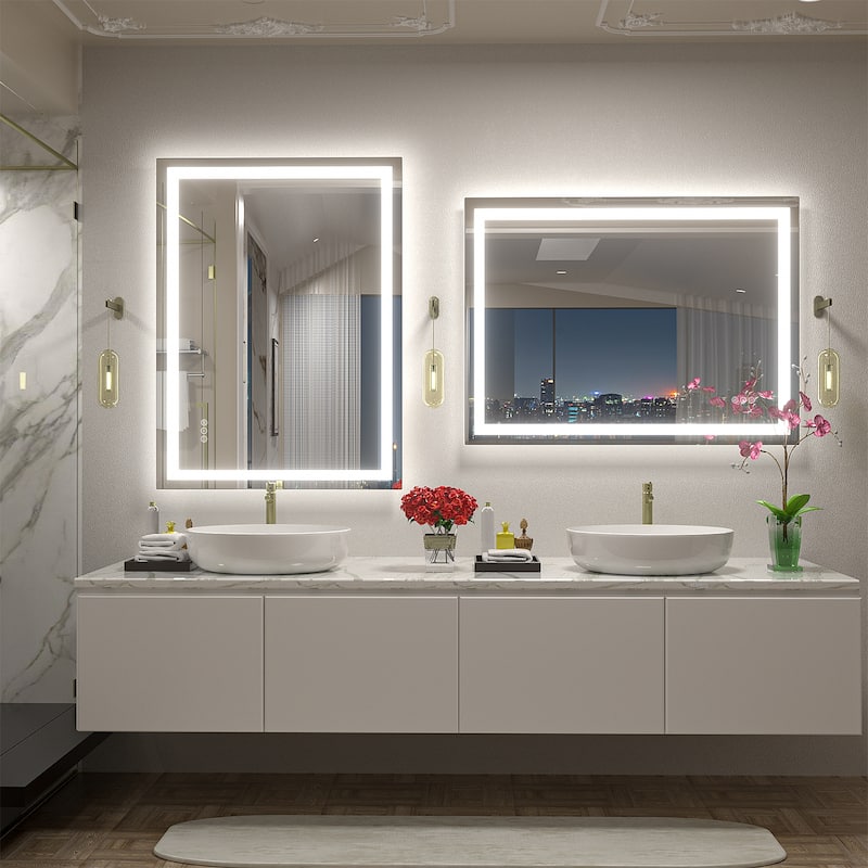 KIOTEE Super Bright Anti-fog LED Bathroom Mirror with Backlit and Front Lighting 3-Year Warranty