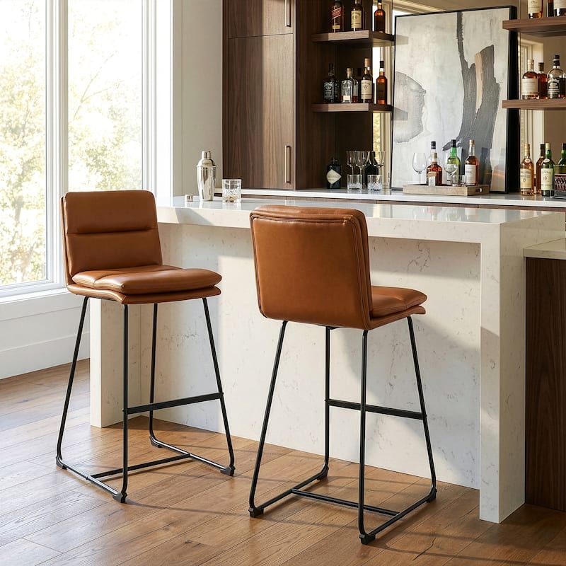 Set of 2 Aulani Upholstered Metal Frame Bar Stool