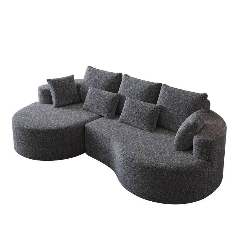 Modern Free Combination Chenille Extra Deep & Wide 4-Seater Sectional Sofa with 7 Pillows