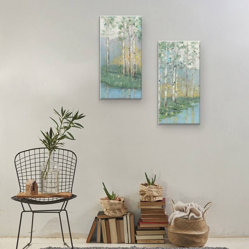 Birch Reflections III, IV by Sally Swatland Canvas Art Prints