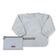 preview thumbnail 1 of 3, Saro Long-Sleeve Waterproof Smock Bib & Reusable Snack Bag Bundle - Vichy Gray Vichy Gray