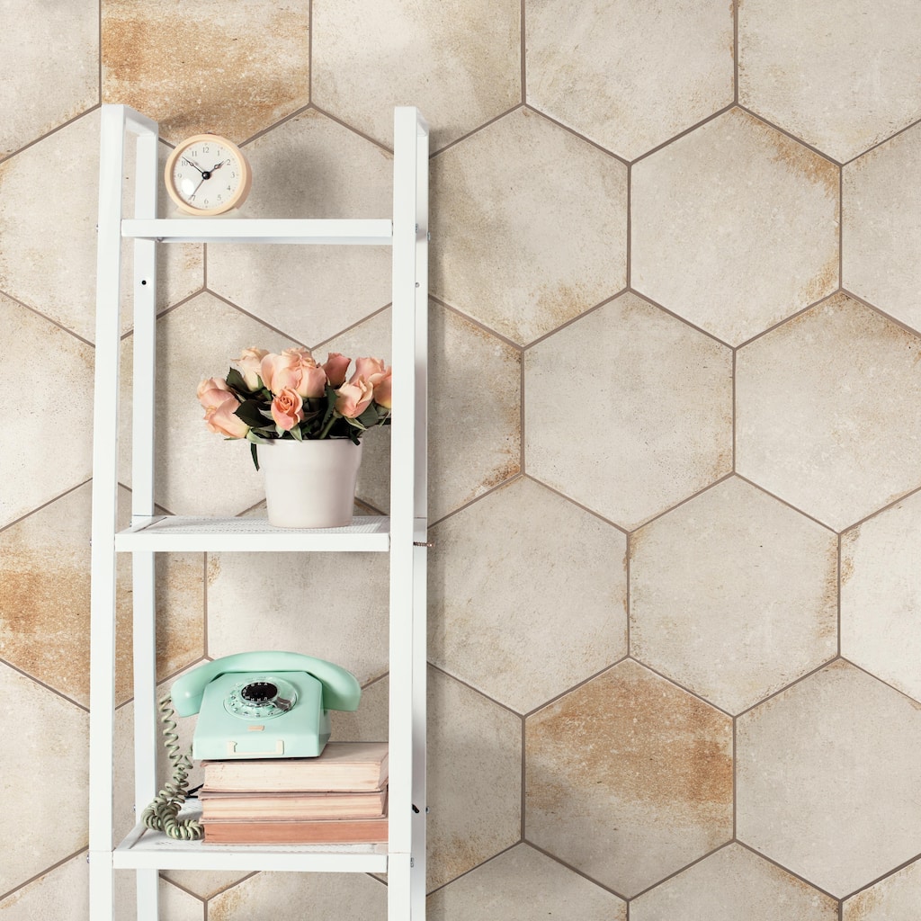 Merola Tile D'Anticatto Hex Bianco 11" x 12-3/4" Porcelain Floor and Wall Tile