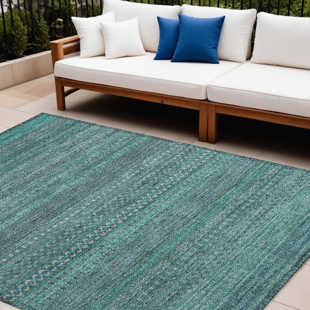 Almove Stripe Weather Resistant Blended Style Outdoor Rug