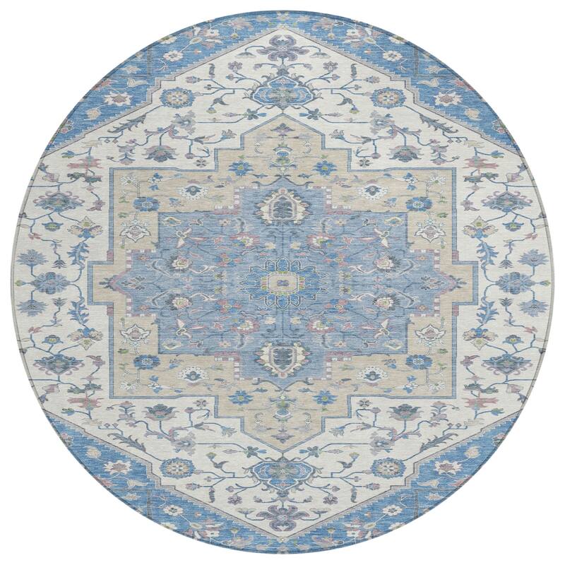 Machine Washable Indoor/ Outdoor Traditional Kolkata Chantille Rug