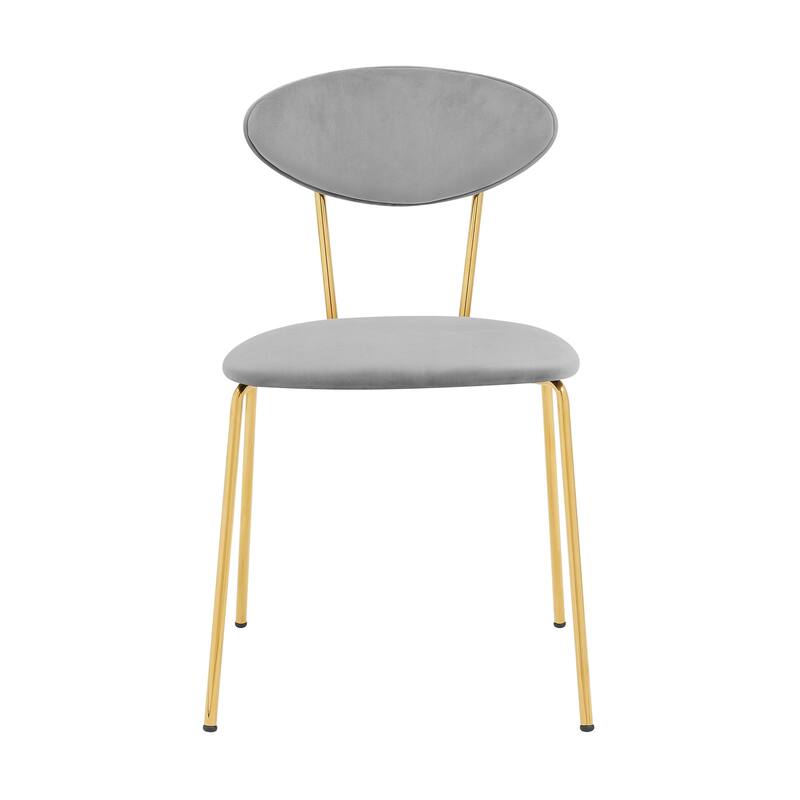 Neo Retro Gray Velvet and Gold Metal Dining Side Chairs - Set of 2