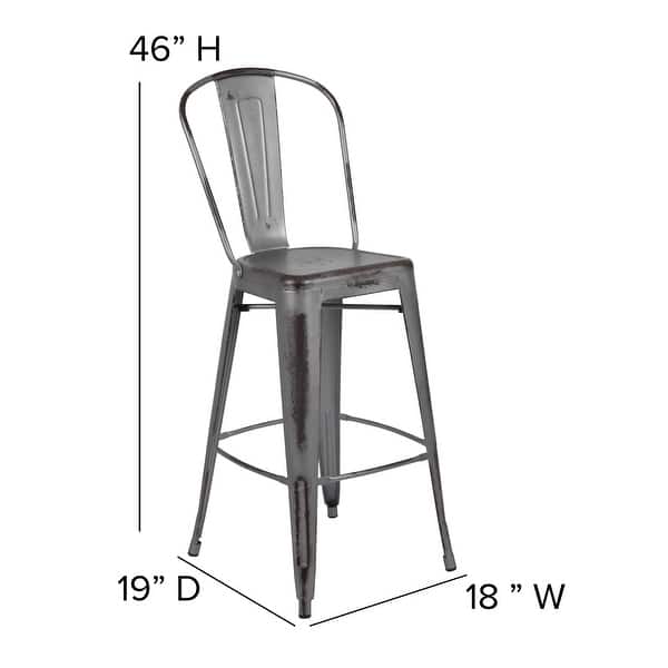 30-inch Distressed Metal Indoor/Outdoor Barstools (Set of 4)