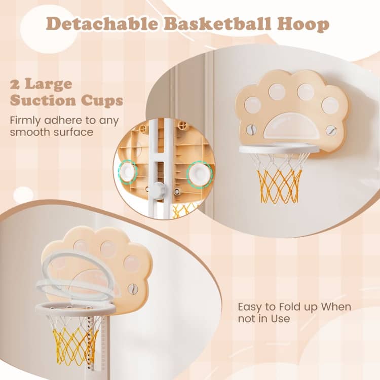 3 in 1 Kids Basketball Hoop with Basketball and Foldable Rim - 25.5" x 19" x 51"-59.5"