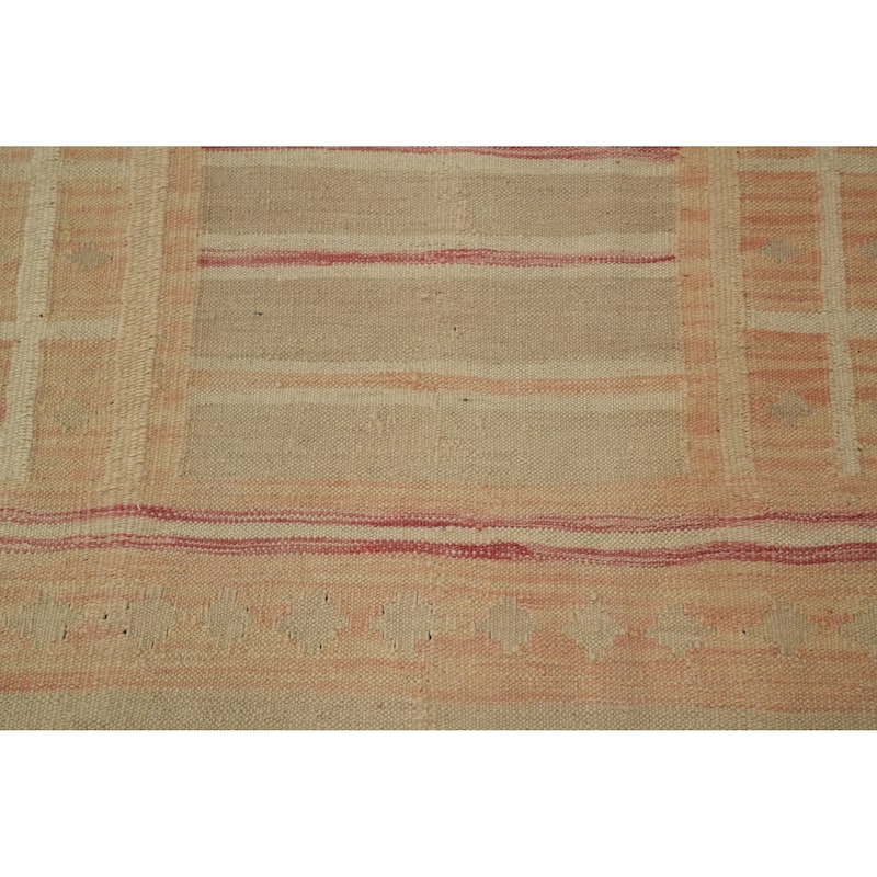 Hand Woven Oriental 100% Wool Carpet Southwestern Tribal Oranges & Rust Kilim Runner Rug - 11' 9'' X 2' 6''