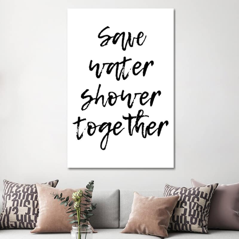 iCanvas "Save Water Shower Together" by Pixy Paper Canvas Print