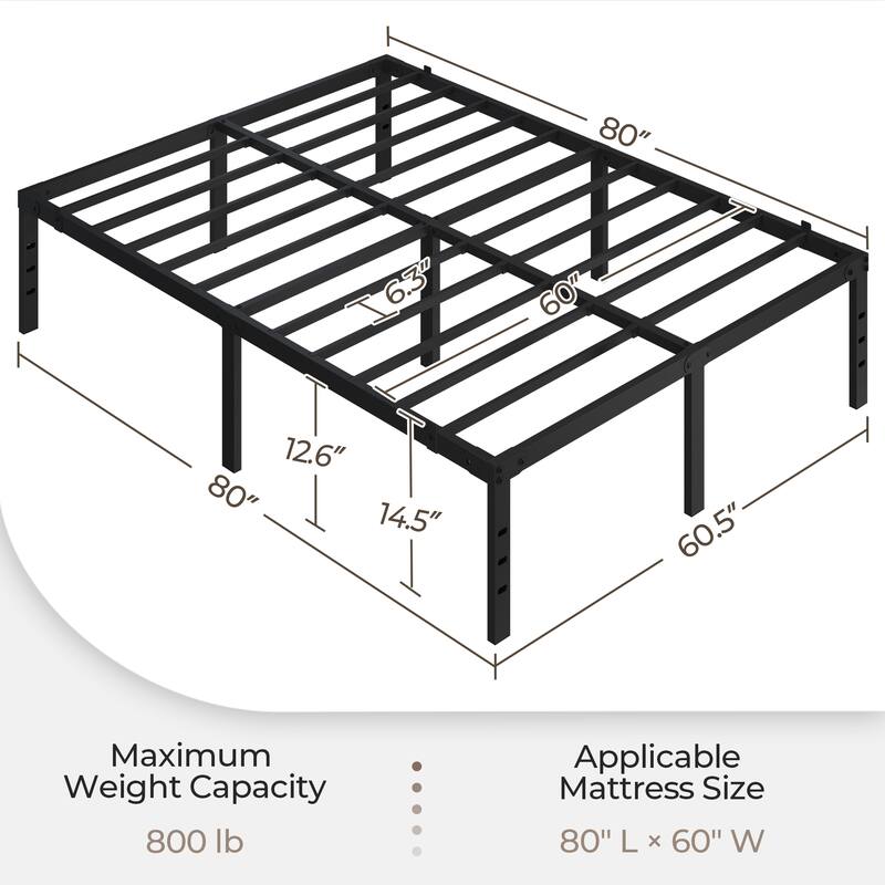 Yaheetech 14 Inch Metal Platform Bed Frame with Heavy Duty Steel Slat Support