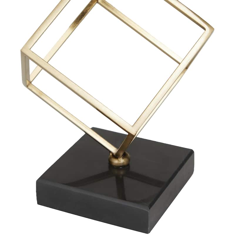 Marble Gymnast Decorative Sculpture with Gold Cube Base - Black - Roche River Decor